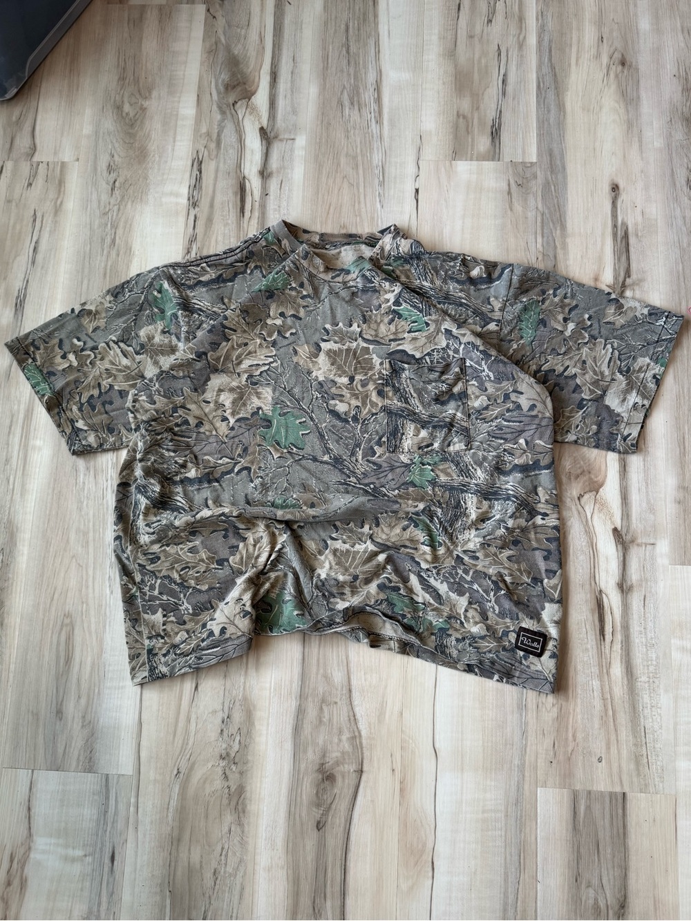 Men's Vintage Single Stitch Camo Short Sleeve Pocket Tee - Green/Brown